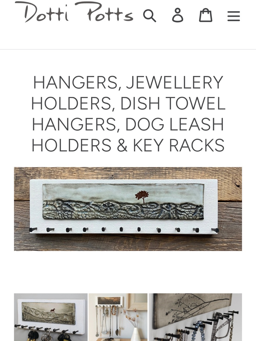 White and Brown Ceramic Tree Jewelry & Key Rack